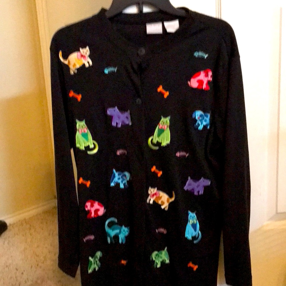Black lightweight dog and cat jacket.